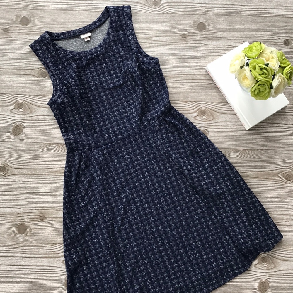 Merona Navy Blue Houndstooth Fit & Flare Dress